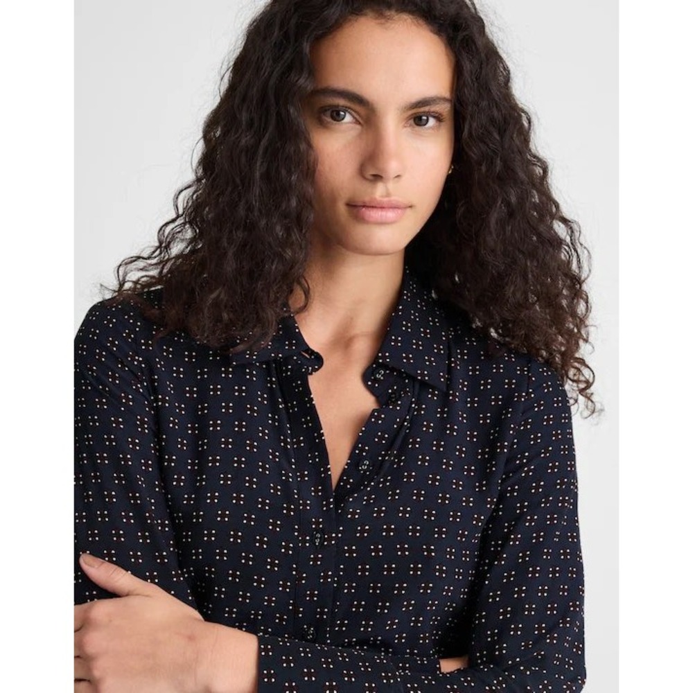 Madewell Ruched Midi Shirtdress navy NWT size 4 - Picture 4 of 12